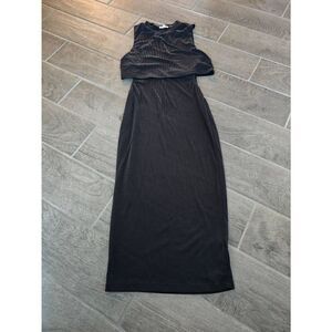 A'Gaci Ribbed Black Midi Dress Size Large Medium‎